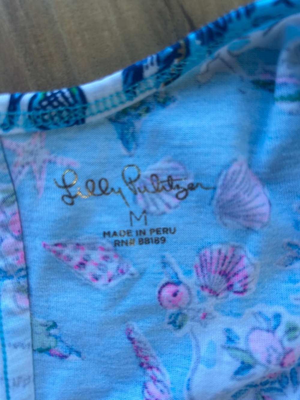 Lilly Pulitzer Blue Tank Dress with Pink Shell Motif - Picture 2 of 3
